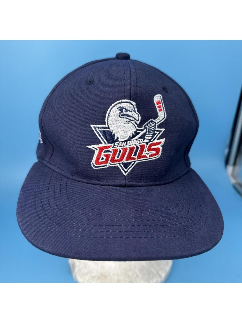 San Diego Gulls Hockey Snapback Hat Cap w/Indian Motorcycle logo Navy Blue
